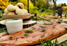 Cedar Plank Salmon, a heritage dish from indigenous catering company Cedar Spoon.