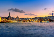 Panorama of Istanbul at sunset