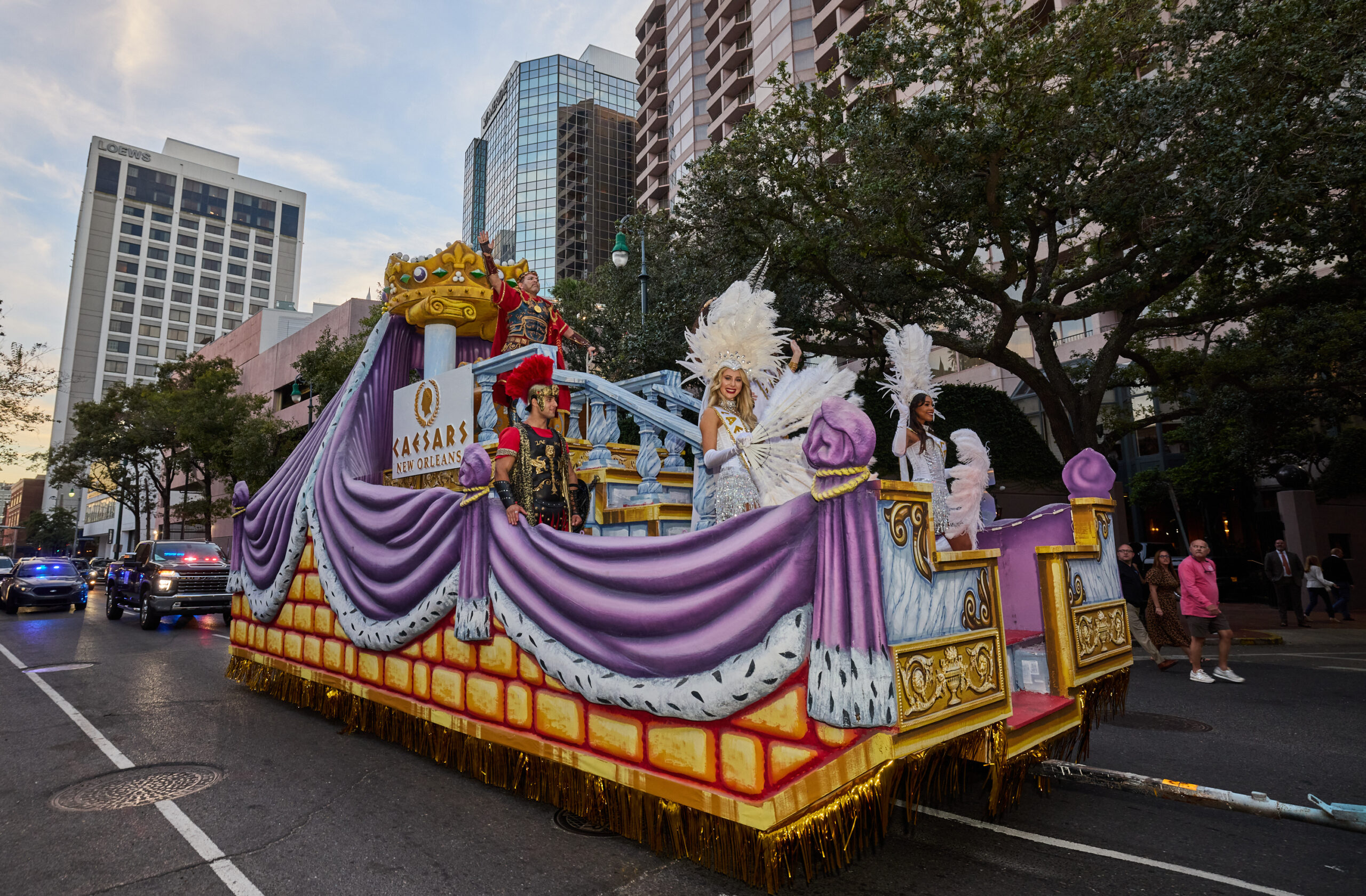 Mardi Gras float at Caesars New Orleans grand opening.