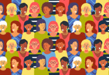 cartoon of diverse women faces