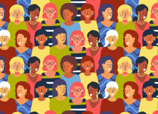 cartoon of diverse women faces